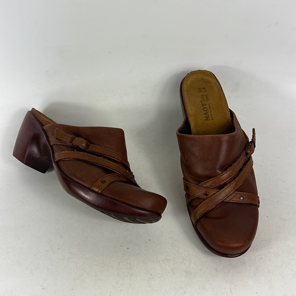 Naot tan brown leather minimalist clog backless heeled mules women’s size 8 - Picture 1 of 9